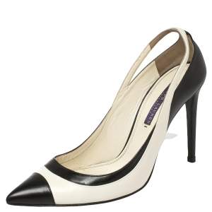 Pre Owned Ralph Lauren Collection White/Black Leather Pointed Toe Pumps Size 39