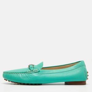 Ralph Lauren Collection Blue Leather Buckle Loafers Size 40