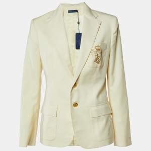 Ralph Lauren Yellow Wool Crest Detail Blazer L