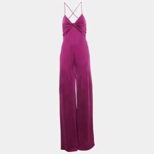 Pre Owned Ralph Lauren Violet Jersey Strappy Jumpsuit M