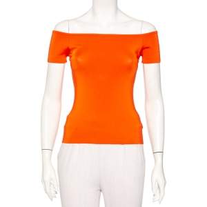 Ralph Lauren Orange Knit Off Shoulder Top XS