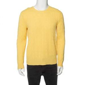 Ralph Lauren Yellow Cashmere Knit Long Sleeve Sweater M