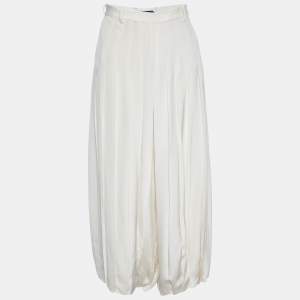 Pre Owned Ralph Lauren Off -White Pleated Silk Culottes S
