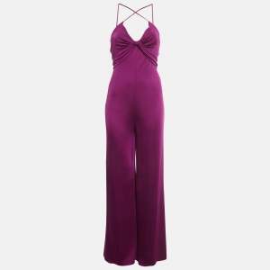Pre Owned Ralph Lauren Purple Label Violet Jersey Strappy Jumpsuit S