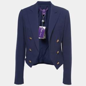 Ralph Lauren Purple Label Navy Blue Open Cropped Blazer M