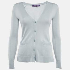 Ralph Lauren Purple Cashmere Button Front Cardigan XS