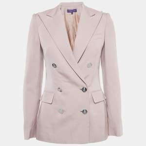 Pre Owned Ralph Lauren Purple Label Dusty Pink Cashmere Double Breasted Blazer S