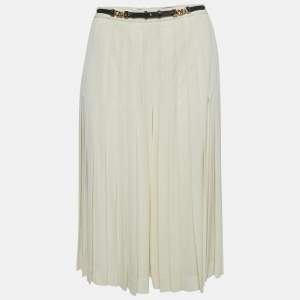 Ralph Lauren Purple Label Off-White Silk Blend Pleated Culottes M
