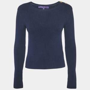 Ralph Lauren Purple Label Navy Blue Silk Knit Jumper M