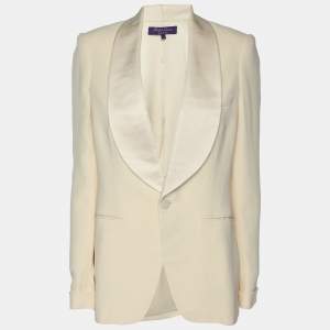 Ralph Lauren Purple Label Beige Silk Single Breasted Tuxedo Blazer S