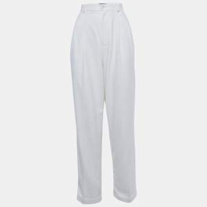 Pre Owned Ralph Lauren Purple Label White Silk Tailored Formal Trousers S  