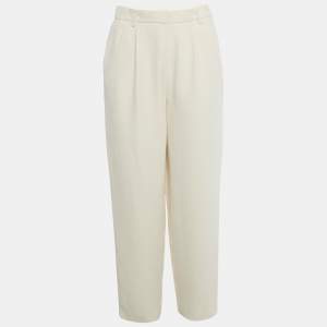 Pre Owned Ralph Lauren Purple Label Beige Silk Formal Trousers S
