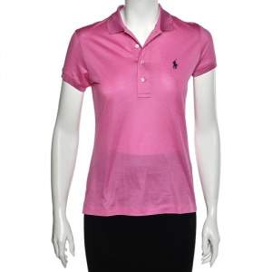 Ralph Lauren Pink Cotton Pique Short Sleeve Polo T-Shirt S