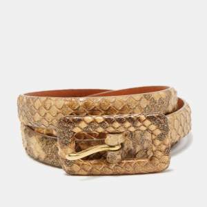 Ralph Lauren Gold Python Slim Waist Belt 75CM