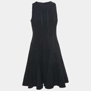 Ralph Lauren Black Wool Contrast Trim Mini Dress M