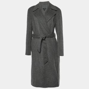 Pre Owned Ralph Lauren Grey Wool Belted Overcoat M