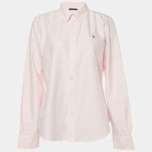 Pre Owned Ralph Lauren Pink Pinstripe Buttoned Down Shirt XL