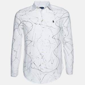 Ralph Lauren White Printed Cotton Buttoned Down Shirt M