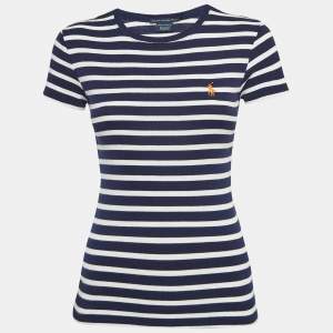 Pre Owned Ralph Lauren Sports Blue Striped Cotton Jersey T-Shirt S