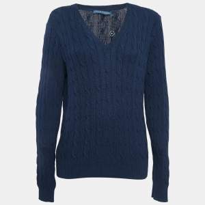 Ralph Lauren Hunter Navy Blue Cable Knit Sweater XL