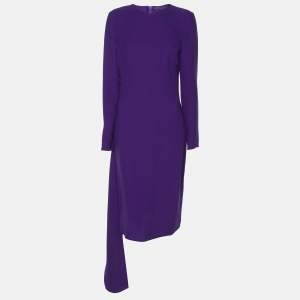 Ralph Lauren Purple Silk Belted Midi Dress M
