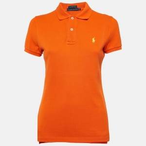 Ralph Lauren Orange Logo Embroidered Cotton Polo T-Shirt M