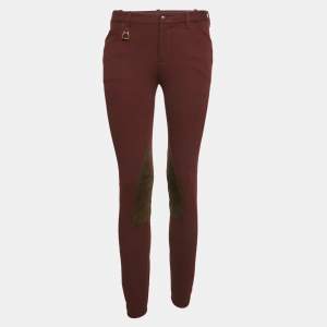 Ralph Lauren Burgundy Suede Trim Stretch Cotton Breeches Pants S