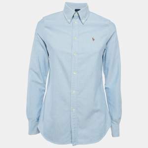 Pre Owned Ralph Lauren Blue Cotton Button Down Shirt S