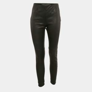 Pre Owned Ralph Lauren Black Leather Leggings M