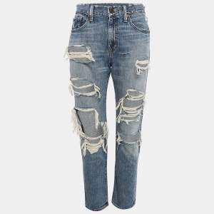 Ralph Lauren Blue Distressed Denim Low Waist Jeans M 33"