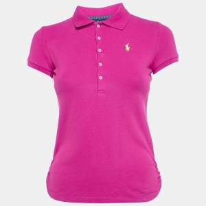 Pre Owned Ralph Lauren Pink Cotton Pique Polo T-Shirt L