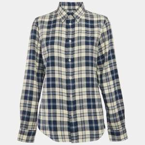 Pre Owned Ralph Lauren Blue Tartan Checks Cotton Classic Fit Shirt L