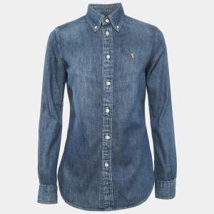 Pre Owned Ralph Lauren Blue Denim Button Front Shirt XS