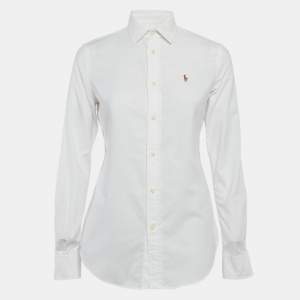 Pre Owned Ralph Lauren White Cotton Button Front Slim Fit Shirt S