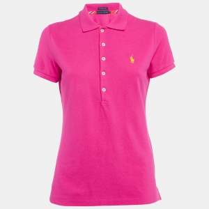 Ralph Lauren Pink Cotton Pique Polo T-Shirt M