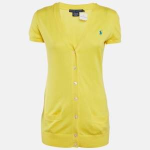 Ralph Lauren Yellow Cotton Button Front Cardigan M