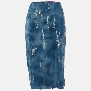 Ralph Lauren Purple Label Blue Sequin Midi Skirt M