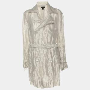 Ralph Lauren Grey Knitted Fabric Double Breasted Button Front Shirt S