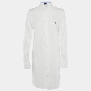 Ralph Lauren White Cotton Knit Oxford Button Down Shirt L