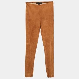 Ralph Lauren Brown Suede Skinny Trousers S