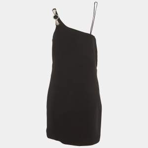 Ralph Lauren Black Crepe One Shoulder Mini Dress M