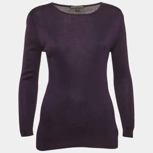  Ralph Lauren Purple Cotton Long Sleeve Sweater M 