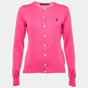 Ralph Lauren Sports Pink Cotton Button Front Cardigan M