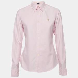 Ralph Lauren Pink Cotton Button Front Long Sleeve Shirt M