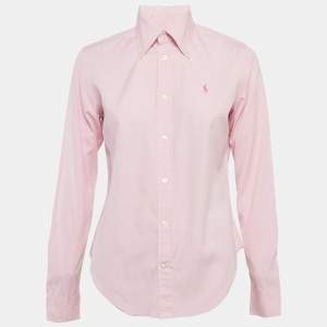 Ralph Lauren Pink Cotton Button Front Super Slim Fit L