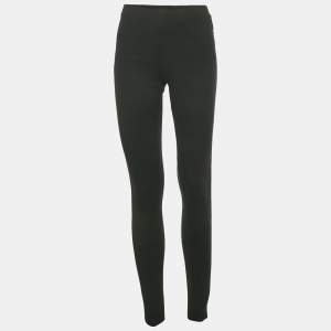 Pre Owned Ralph Lauren Black Embroidered Hem Jersey Leggings M