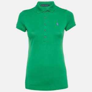 Ralph Lauren Green Logo Embroidered Cotton Polo T-Shirt S
