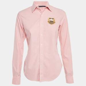 Pre Owned Ralph Lauren Sport Pink Cotton Button Front Shirt S