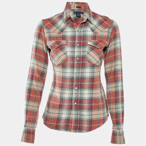 Pre Owned Ralph Lauren Multicolor Plaid Check Cotton Skinny Fit Shirt S