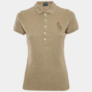 Pre Owned Ralph Lauren Green Cotton Pique Skinny Polo T-Shirt M